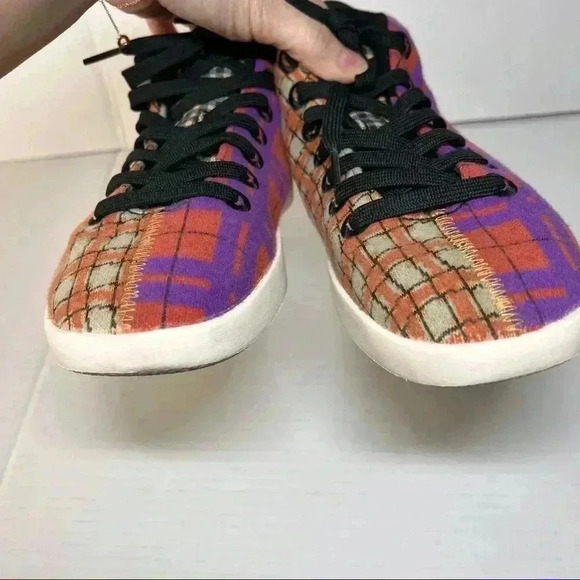 ALLBIRDS WOMENS SIZE 8 WOOL PIPER TARTAN PLAID BRIGHT COLORS PURPLE ORANGE FUNKY - Picture 4 of 10